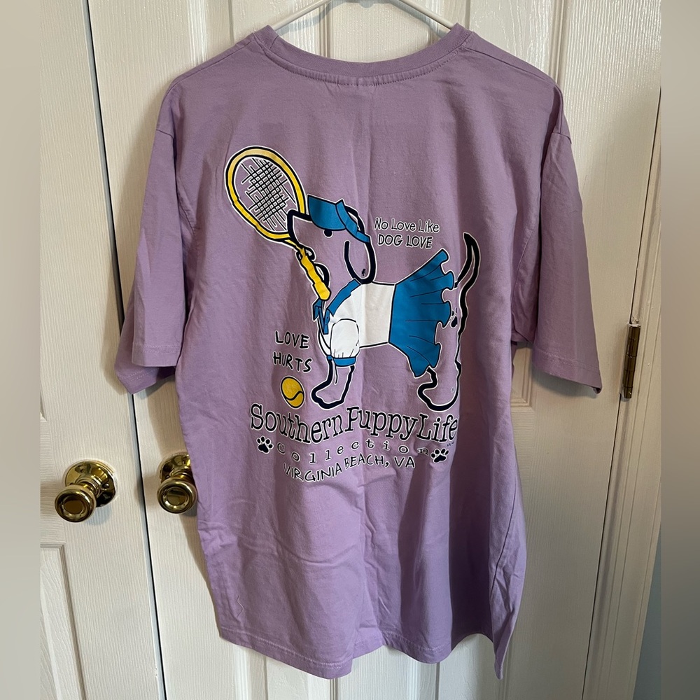 Spicy Tuna Southern Puppy Life Women's XL Purple‎ Cotton Short Sleeve Shirt